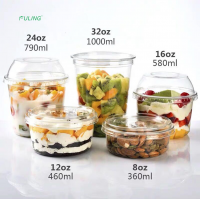 round hat clear plastic disposable  to go parfait  cupcake muffin cookie box pet food containers